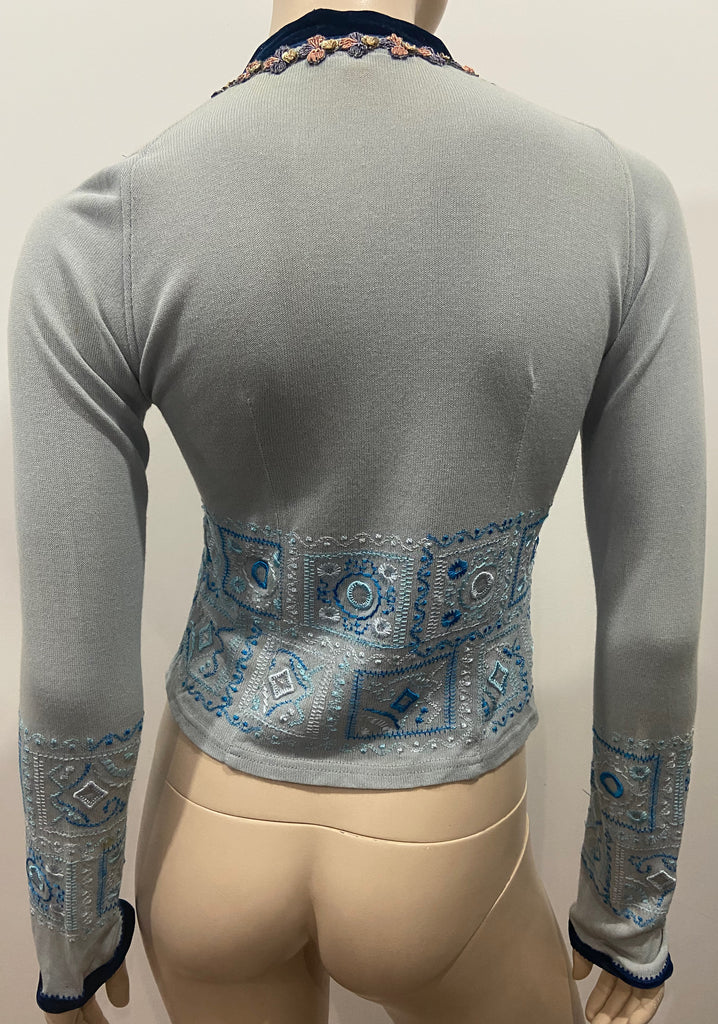 VOYAGE INVEST IN THE ORIGINAL Vintage Pale Blue Cotton Blend Knitwear Cardigan S