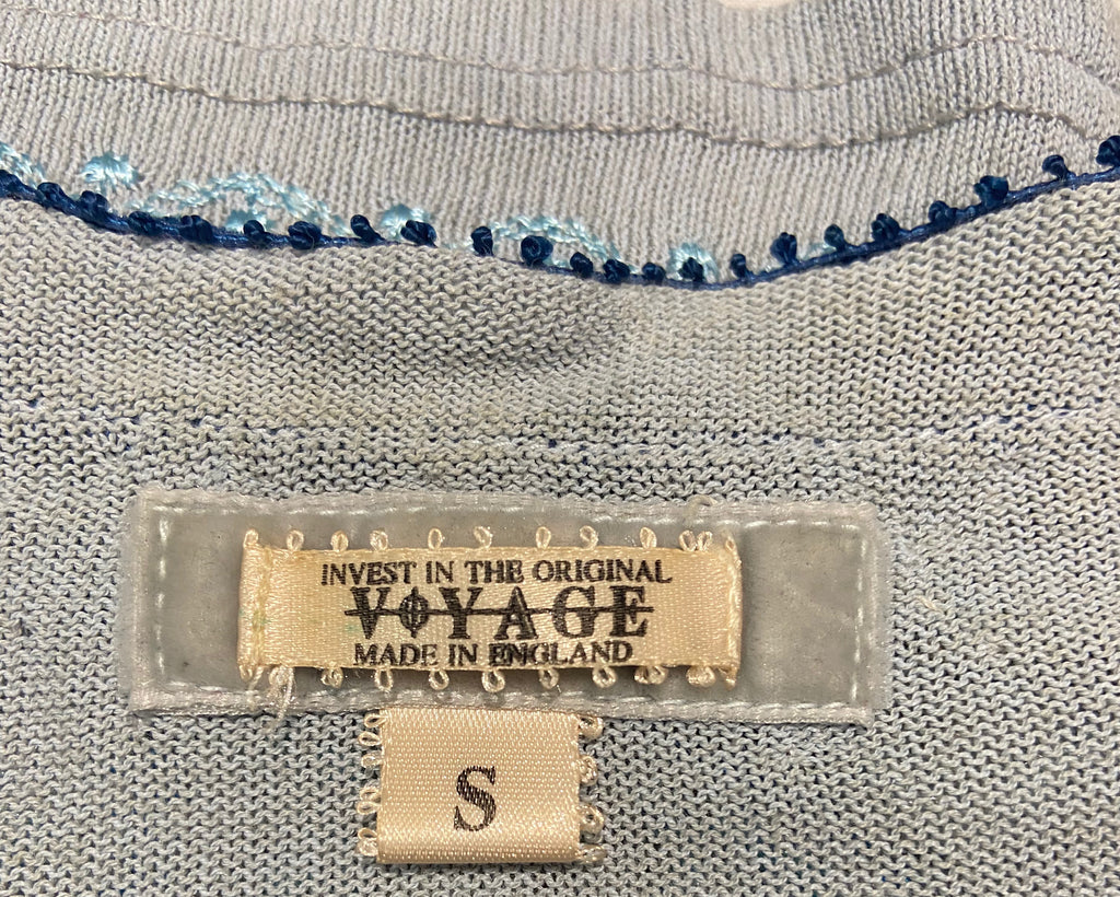 VOYAGE INVEST IN THE ORIGINAL Vintage Pale Blue Cotton Blend Knitwear Cardigan S