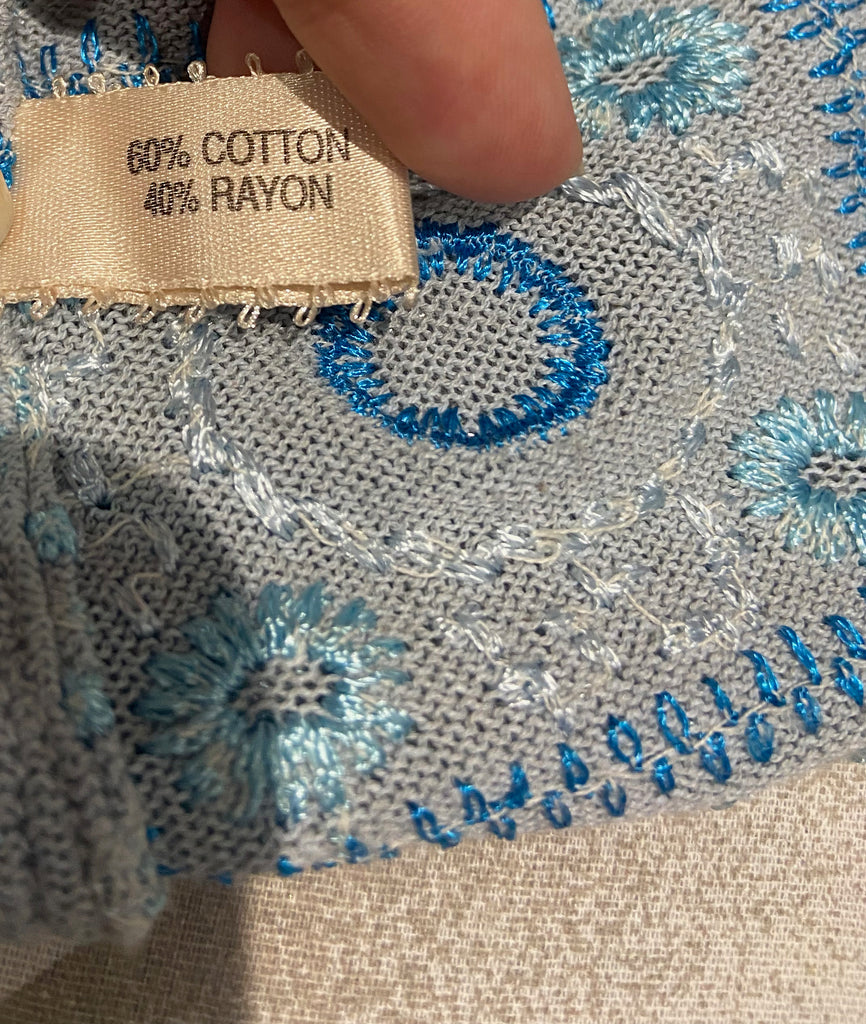 VOYAGE INVEST IN THE ORIGINAL Vintage Pale Blue Cotton Blend Knitwear Cardigan S