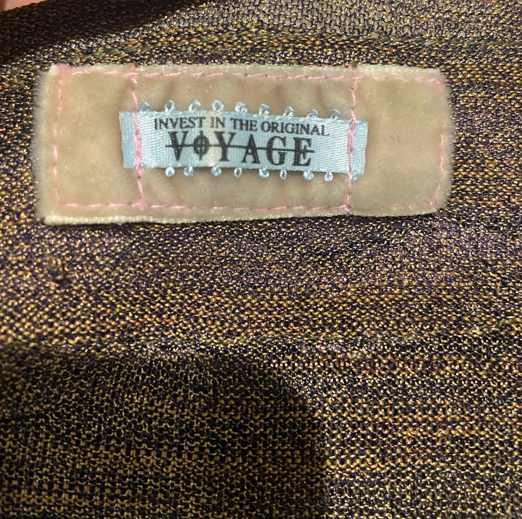 VOYAGE INVEST IN THE ORIGINAL Vintage Brown Black Velvet Lace Detail Cardigan M