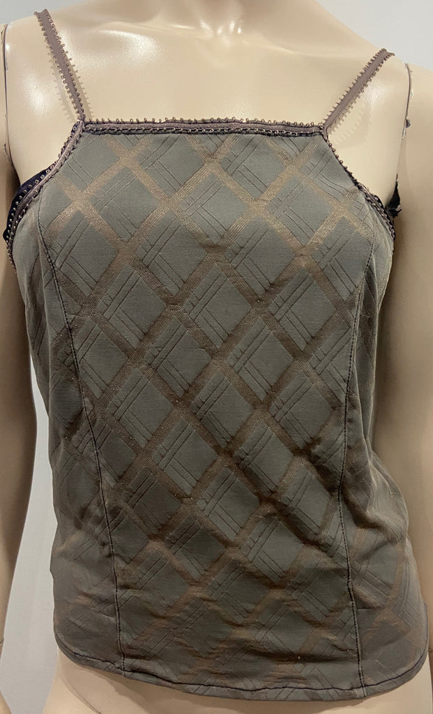 VOYAGE INVEST IN THE ORIGINAL Taupe Brown Sleeveless Criss Cross Camisole Top S