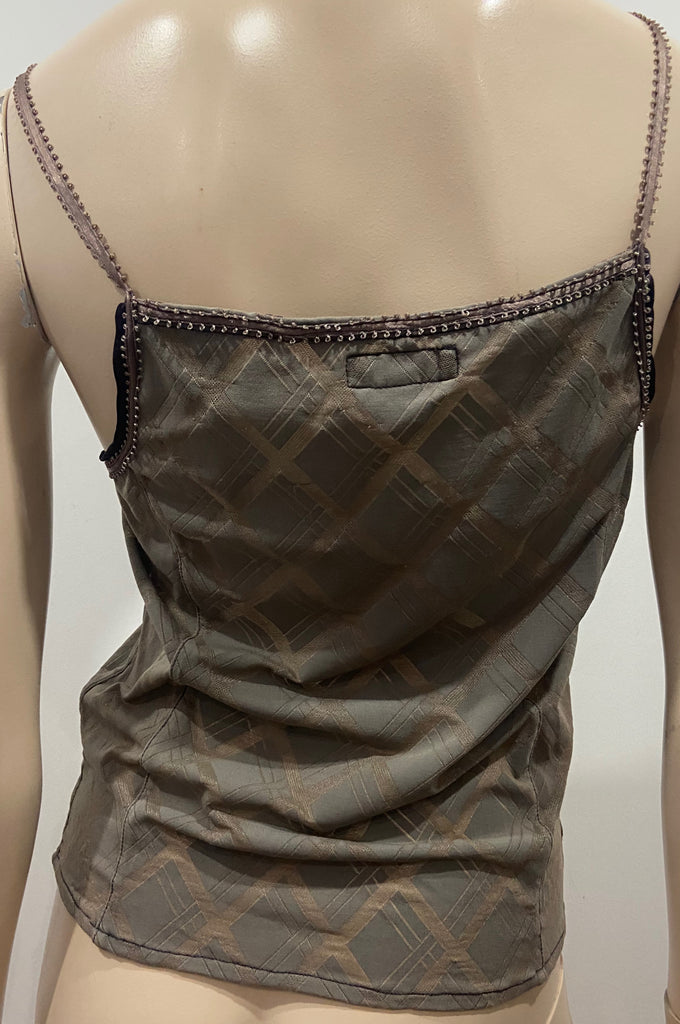 VOYAGE INVEST IN THE ORIGINAL Taupe Brown Sleeveless Criss Cross Camisole Top S