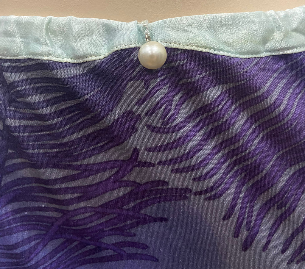 VOYAGE INVEST IN THE ORIGINAL Purple Silk Peacock Feather Print Long Maxi Skirt