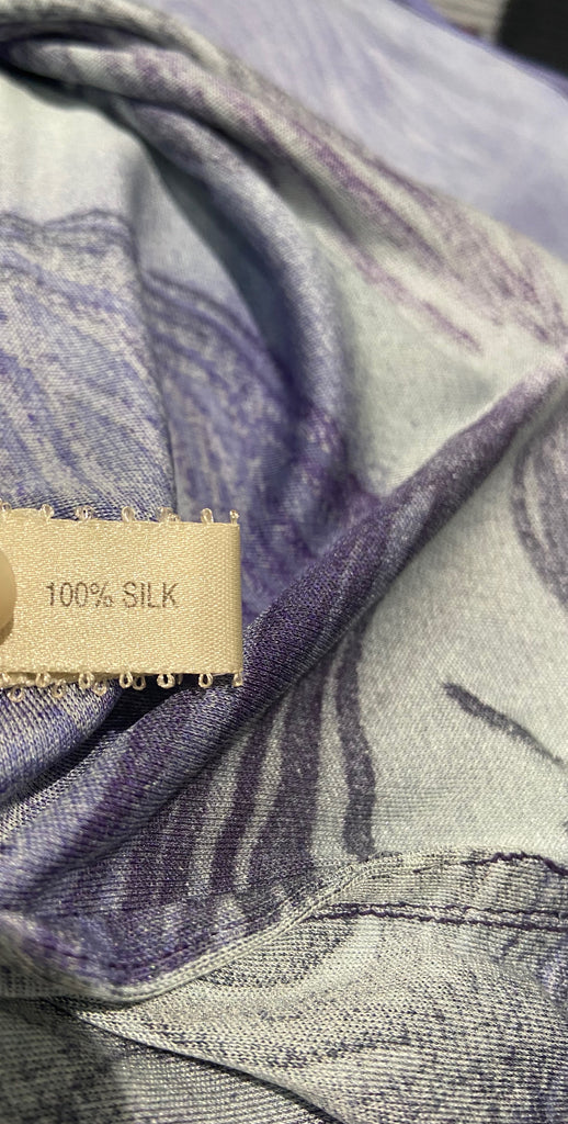 VOYAGE INVEST IN THE ORIGINAL Purple Silk Peacock Feather Print Long Maxi Skirt