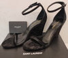 SAINT LAURENT Black Leather Suede LILA 85 Open Toe Wedge Sandals EU37.5 UK4.5