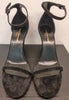 SAINT LAURENT Black Leather Suede LILA 85 Open Toe Wedge Sandals EU37.5 UK4.5