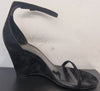 SAINT LAURENT Black Leather Suede LILA 85 Open Toe Wedge Sandals EU37.5 UK4.5