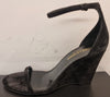 SAINT LAURENT Black Leather Suede LILA 85 Open Toe Wedge Sandals EU37.5 UK4.5