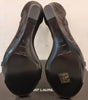 SAINT LAURENT Black Leather Suede LILA 85 Open Toe Wedge Sandals EU37.5 UK4.5