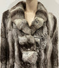 Designer Women's Chinchilla Fur Brown Cream Lined Jacket Coat M