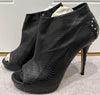 JIMMY CHOO Black Leather Peep Toe Concealed Platform Stiletto Ankle Boots 39 UK6