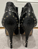 JIMMY CHOO Black Leather Peep Toe Concealed Platform Stiletto Ankle Boots 39 UK6