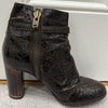 STELLA MCCARTNEY Brown Faux Patent Crackle Effect Ankle Boots EU39.5 UK6.5