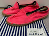 MANEBI Vibrant Neon Pink Woven Fabric Flat Espadrilles – Size EU 39 / UK 6