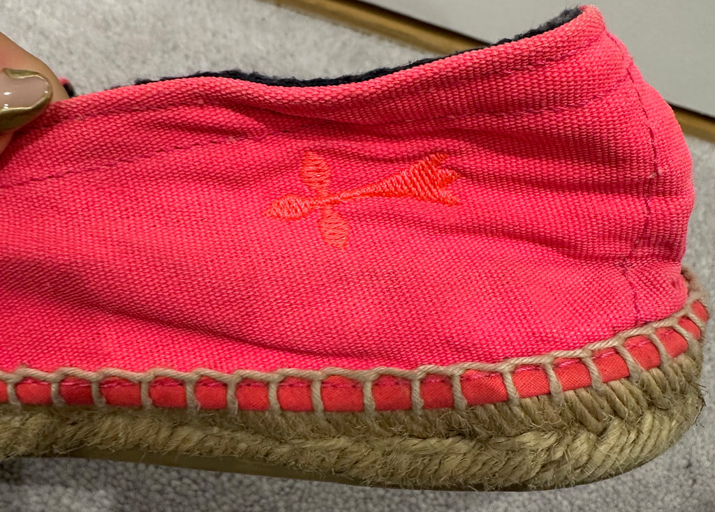 MANEBI Vibrant Neon Pink Woven Fabric Flat Espadrilles – Size EU 39 / UK 6