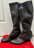 BALLY Black Leather Pull On Tall Wedge Heel Boots EU39 UK6 - With Dust Bag