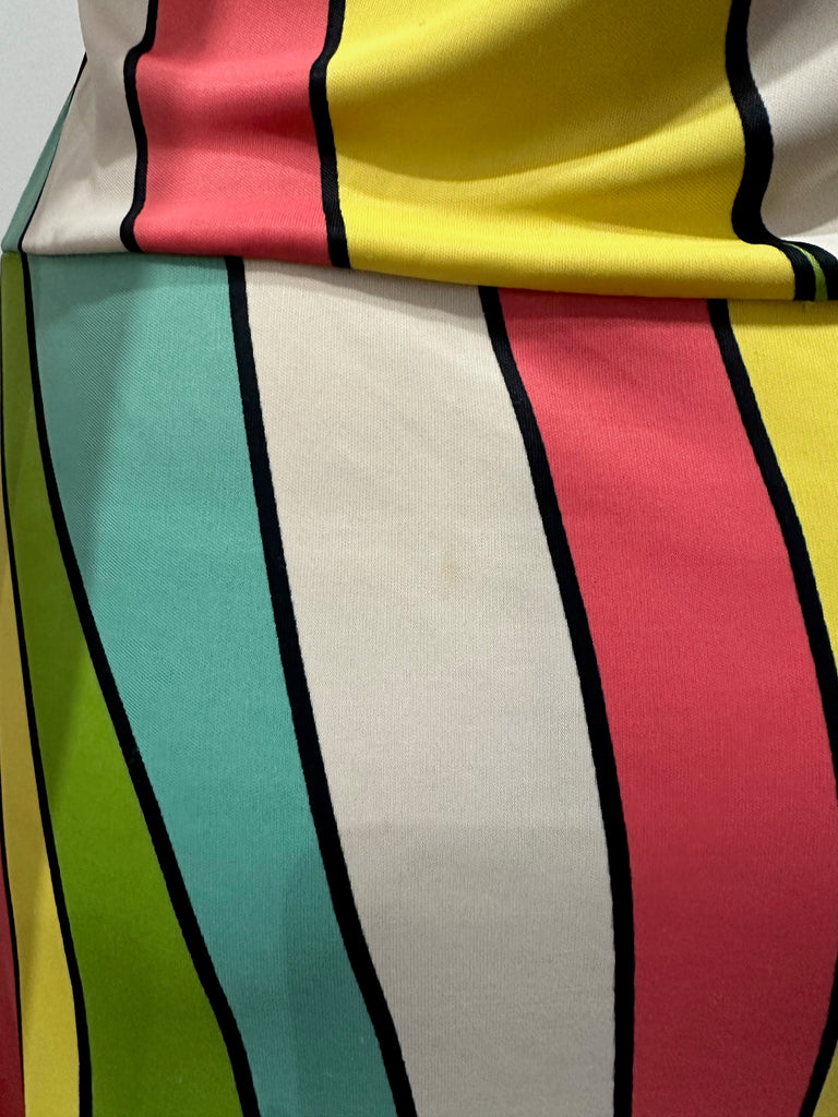MOSCHINO CHEAP AND CHIC Multi Colour Striped Plunge V Neck Sleeveless Dress UK12