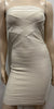 HERVE LEGER Cream Boned Corset Strapless Sleeveless Fringed Bodycon Dress M