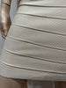 HERVE LEGER Cream Boned Corset Strapless Sleeveless Fringed Bodycon Dress M