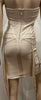 HERVE LEGER Cream Boned Corset Strapless Sleeveless Fringed Bodycon Dress M