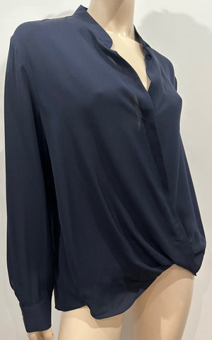 COS White Cotton Blend Collared Short Sleeve Longer Length Black Blouse Shirt 10
