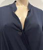 3.1 PHILLIP LIM Navy Blue Silk Crossover V Neck Long Sleeve Blouse Shirt Top US6