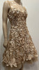 JOVANI Champagne Floral Stitch and Mesh Sleeveless Cocktail Evening Dress - US 4 UK8