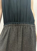 LUZ Green Pinstripe Bodice Drop Waist Pleated Rear Skirt Sleeveless Dress UK10