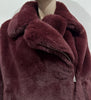 ZADIG & VOLTAIRE Burgundy Faux Fur Collared Long Sleeve Lined Jacket Coat M/L