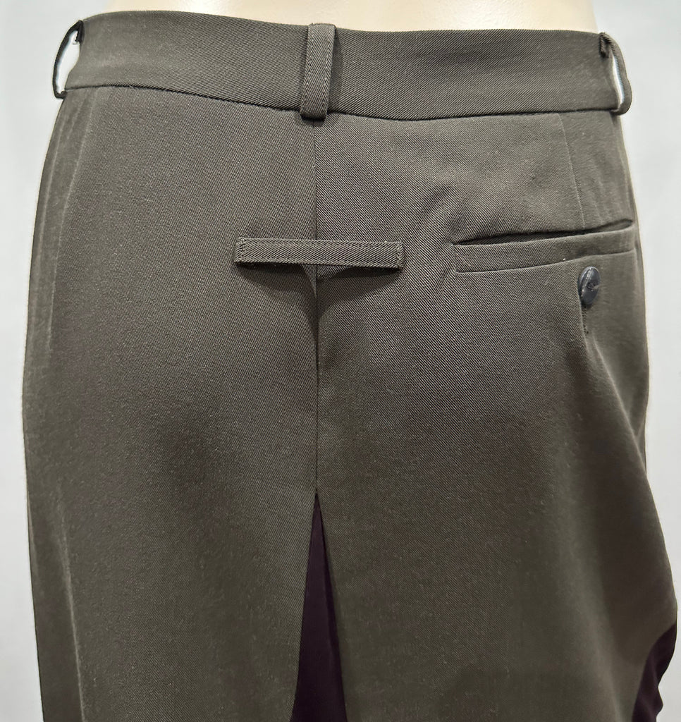 JEAN PAUL GAULTIER FEMME Khaki & Purple Wool Blend Long Length Maxi Skirt UK10