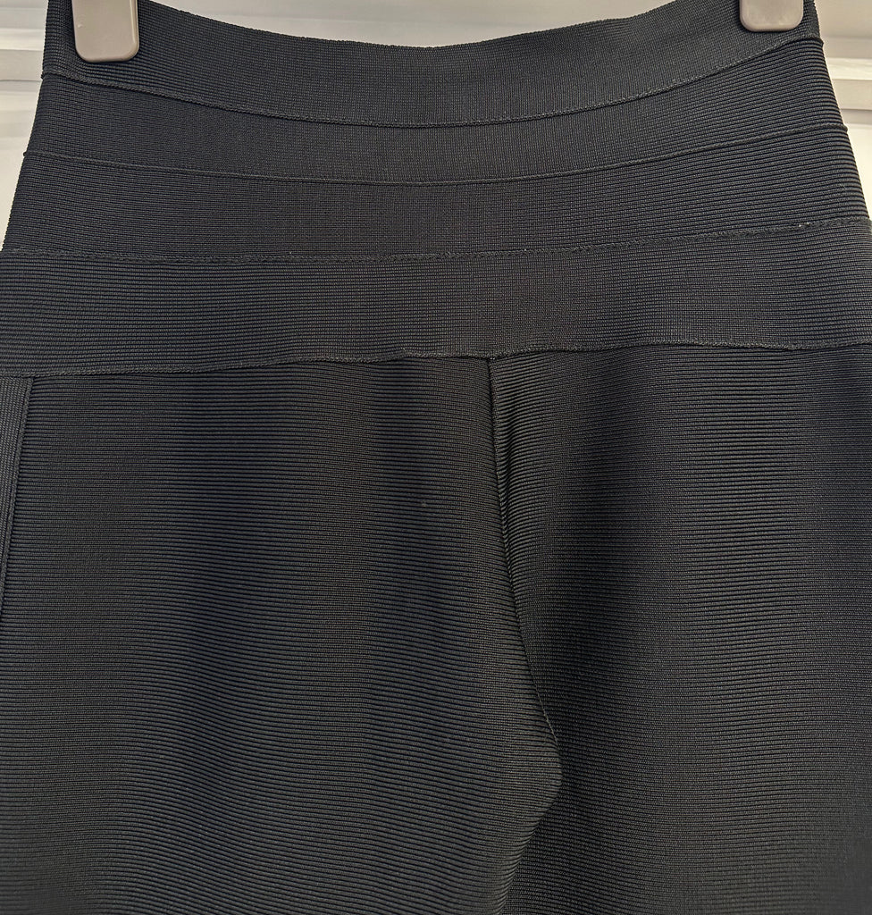 HERVE LEGER Women's Black V Waist Slim Fit Cropped Capri Trousers Leggings Pants