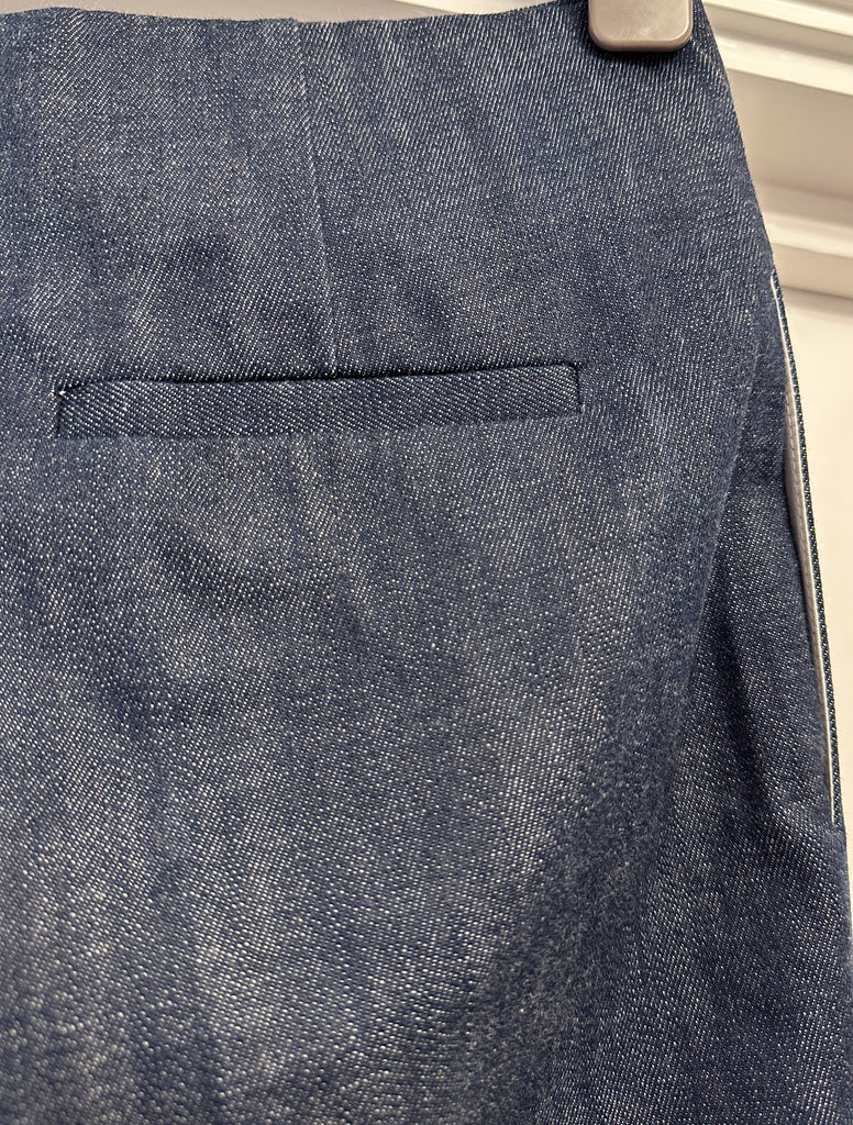 ACNE STUDIOS Blue MUROL Cotton Denim Wide Fit Cropped Capri Flare Jeans 36 UK8