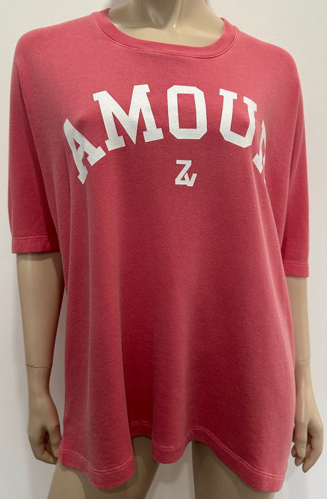 ZADIG & VOLTAIRE Pink PORTLAND AMOUR Cotton Modal Sweater Top XS