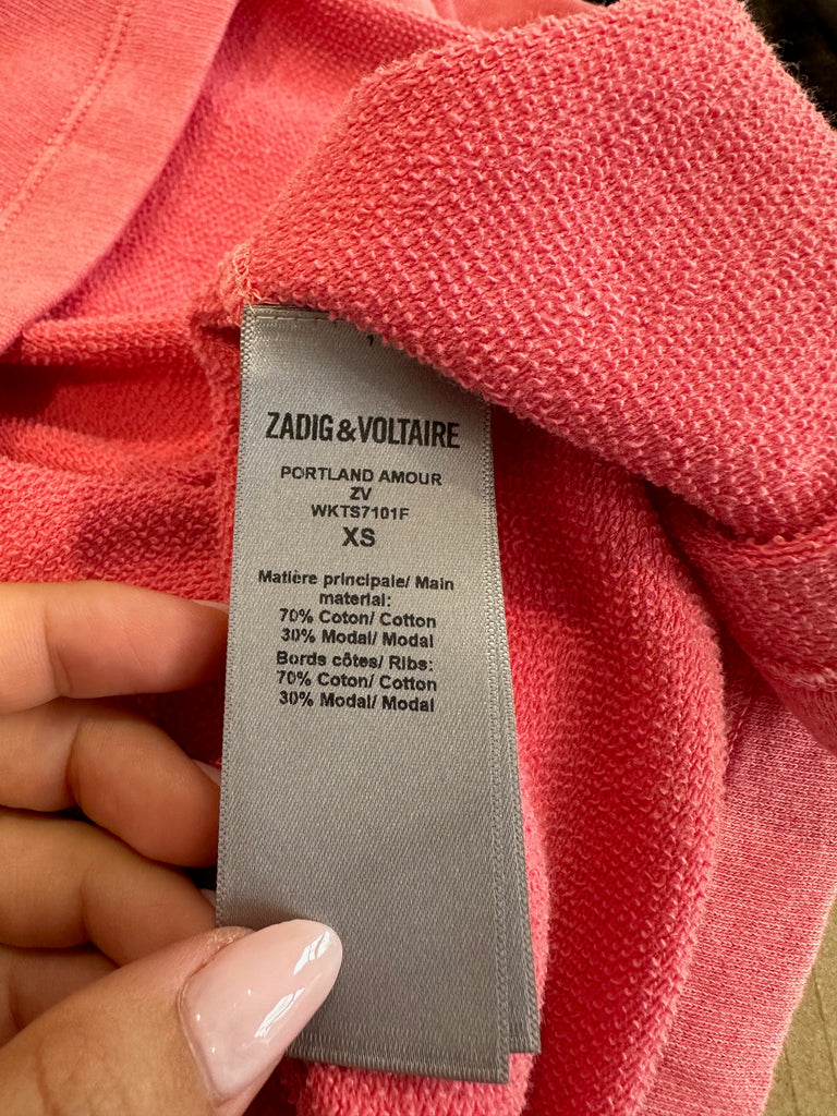 ZADIG & VOLTAIRE Pink PORTLAND AMOUR Cotton Modal Sweater Top XS