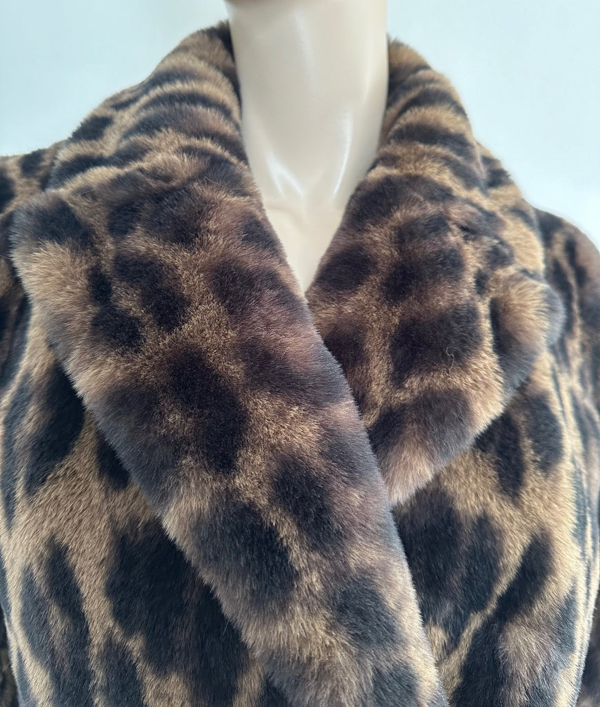 ZADIG & VOLTAIRE Brown Leopard Print Faux Fur Long Sleeve Lined Blazer Jacket Coat S