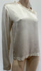 YVES SAINT LAURENT RIVE GAUCHE Cream 100% Silk Sheen Long Sleeve Blouse Top M