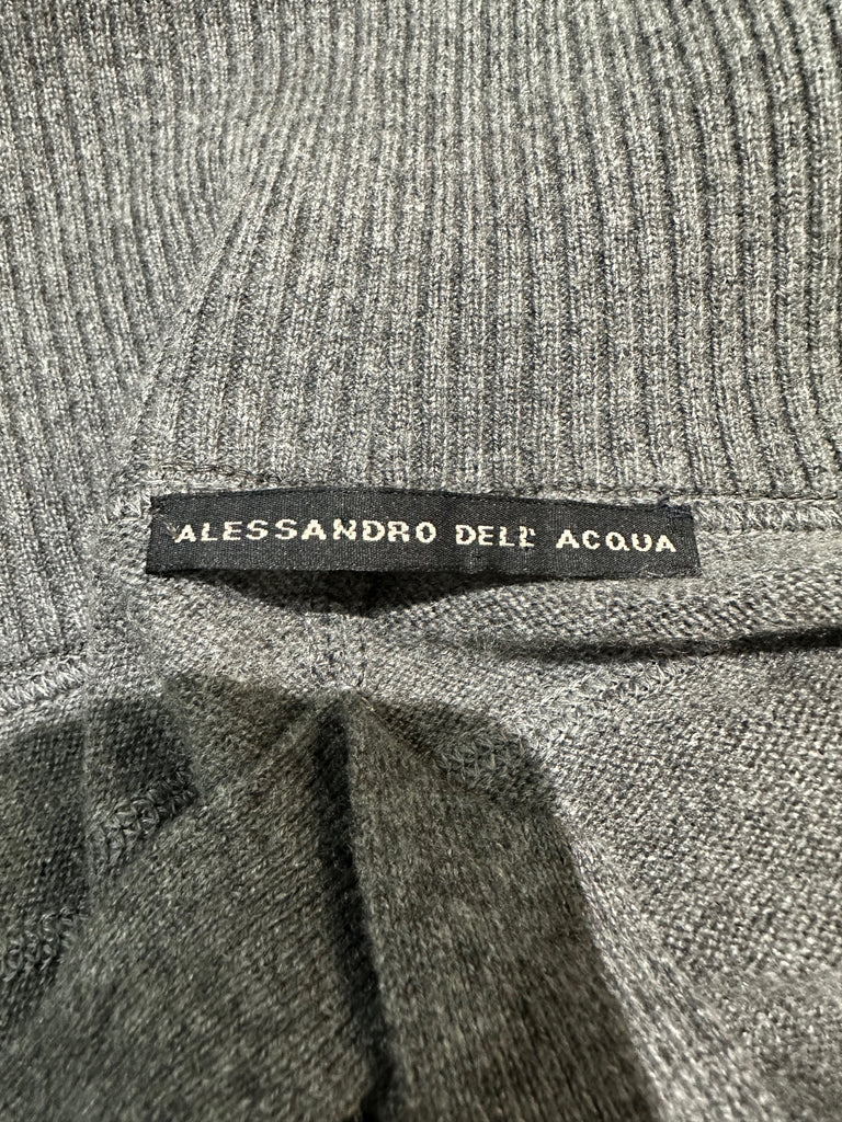 ALESSANDRO DELL' ACQUA Charcoal Grey Wool Blend Zip Fastened Cardigan Poncho