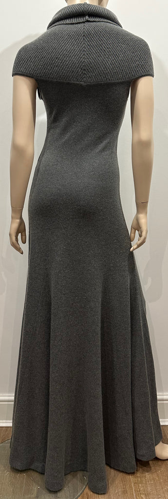 RALPH LAUREN COLLECTION Grey 100% Cashmere High Neckline A-Line Maxi Dress M