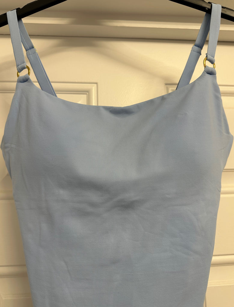 MELISSA ODABASH Pale Powder Blue & Gold Detail One Piece Swimsuit UK10