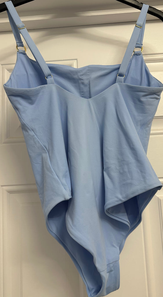 MELISSA ODABASH Pale Powder Blue & Gold Detail One Piece Swimsuit UK10
