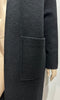 MANGO SUIT Women's Black Wool Blend Open Front Long Length Jacket Over Coat S