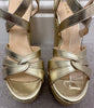 DANIEL Gold Metallic Leather Strappy Wicker Wedge Platform Sandals Shoes UK6