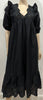 MANGO MNG Black Cotton V Neck Short Sleeve Embroidery Trim Long Maxi Dress XS