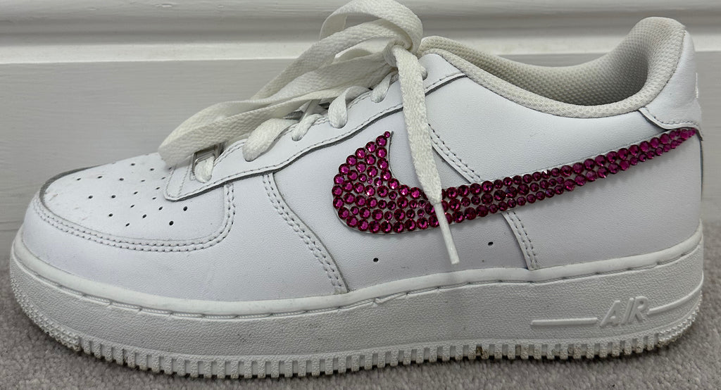 NIKE AIR FORCE 1 White Leather Pink Crystal Detail Sneakers Trainers UK5.5 EU38.5