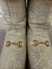 GUCCI Women's Beige & Silver GG Logo Horsebit Detail Lined Snow Boots EU38 UK5