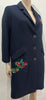 ZARA WOMAN Midnight Blue Multi Colour Floral Embroidered Lined Jacket Coat EU S