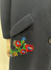 ZARA WOMAN Midnight Blue Multi Colour Floral Embroidered Lined Jacket Coat EU S