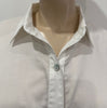 EILEEN FISHER White Cotton Stretch Collared Short Sleeve Blouse Shirt Top XXS