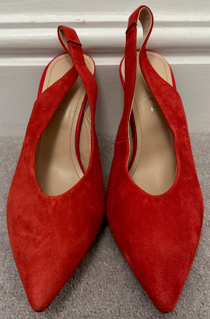 DANIEL Red Suede Pointed Toes Slingback High Heel Sandals Shoes EU38 UK5 NEW!