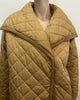 ASOS Camel Brown Large Collar Diamond Quilted Long Length Jacket Coat UK 6 EU34